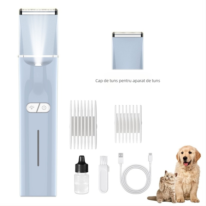 Mașină electrică de tuns pentru animale de companie cu LED, model 2406A, corp din ABS, pentru câini și pisici, ambalaj 48 buc.