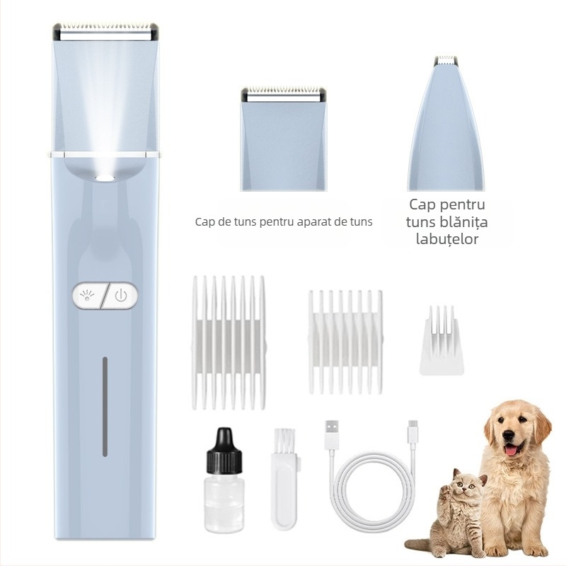 Mașină electrică de tuns pentru animale de companie cu LED, model 2406A, corp din ABS, pentru câini și pisici, ambalaj 48 buc.