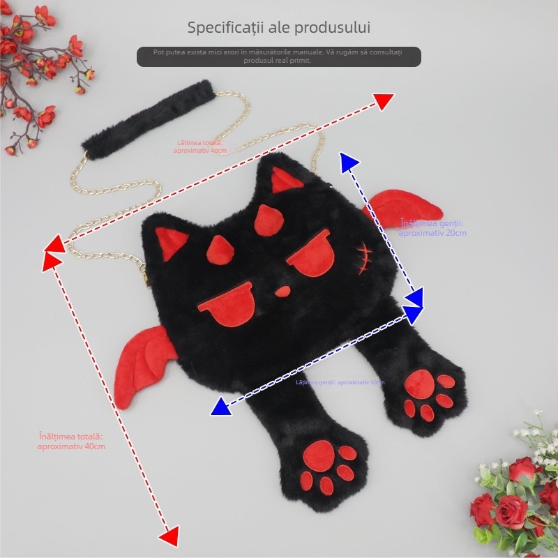 Geantă de umăr din pluș, închidere cu fermoar, căptușeală din pluș, curea simplă