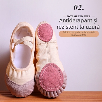 Pantofi de balet pentru copii, iarnă, talpă din cauciuc, vampă din bumbac, respirabili și ușori, pentru fete