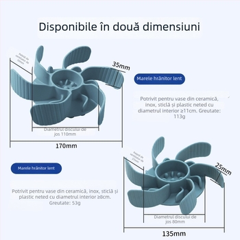 Vas de hrănire lentă pentru animale de companie, din silicon, cu ventuză, anti-sufocare, pentru pisici și câini