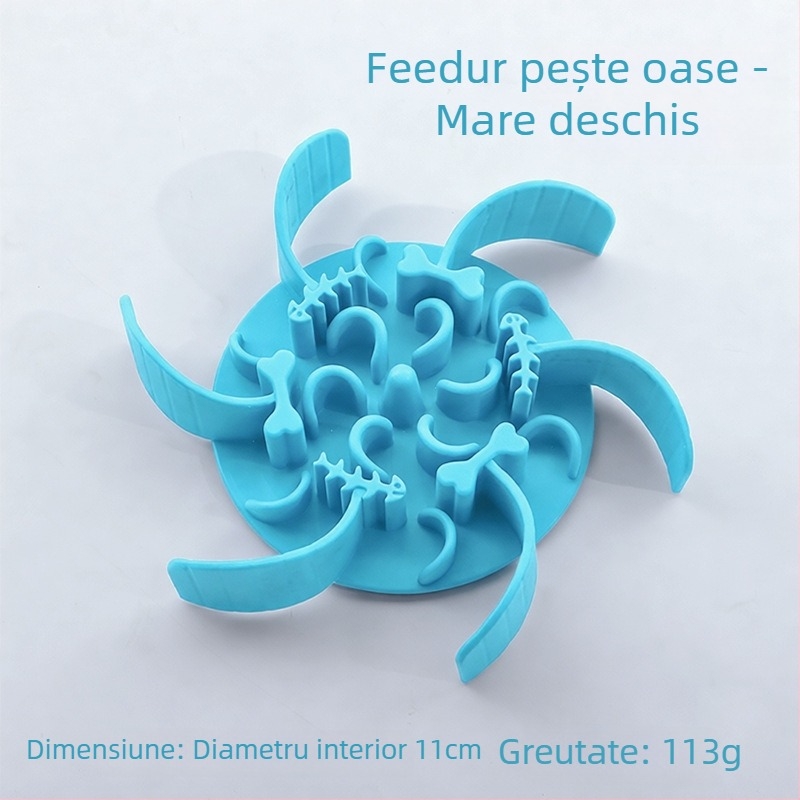 Vas de hrănire lentă pentru animale de companie, din silicon, cu ventuză, anti-sufocare, pentru pisici și câini