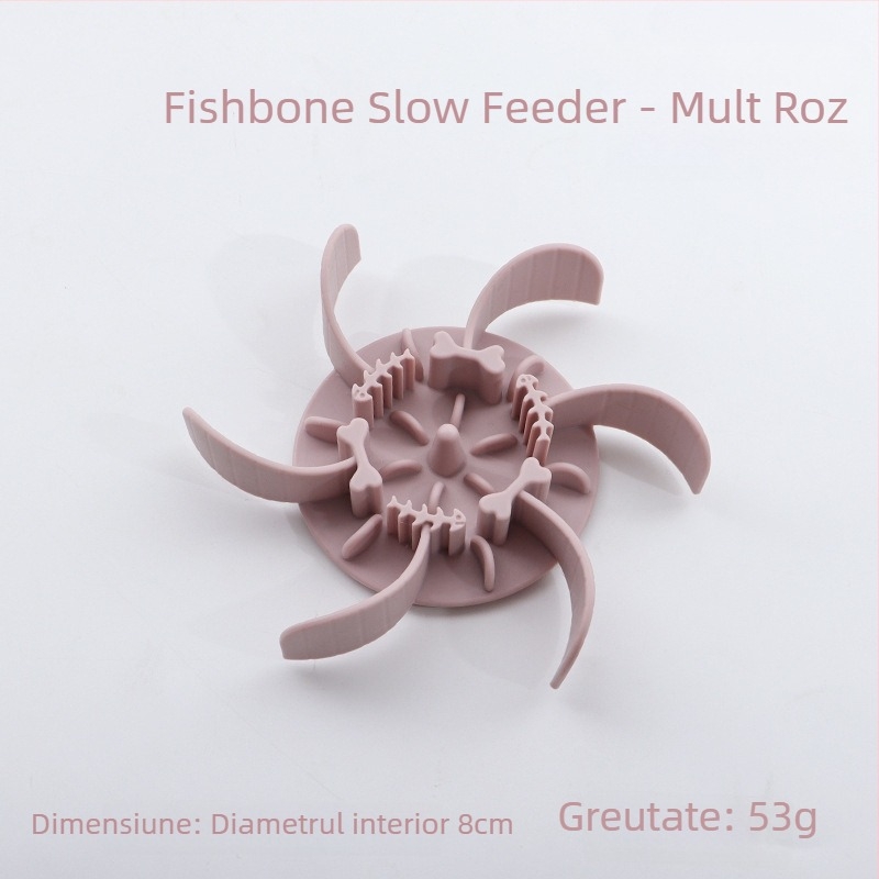 Vas de hrănire lentă pentru animale de companie, din silicon, cu ventuză, anti-sufocare, pentru pisici și câini