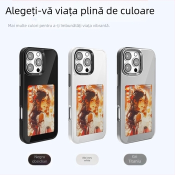 Husă pentru telefon cu Ink Screen și proiecție NFC, design dual, TPU mat, personalizabilă, rezistentă la șocuri și uzură, compatibilă cu seria iPhone 13–17 Pro Max