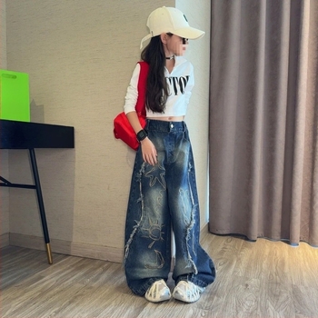 Set din două piese pentru fete, corduroy, mâneci lungi, model cu litere, versiune coreeană, primăvara 2025