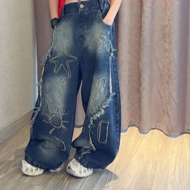 Set din două piese pentru fete, corduroy, mâneci lungi, model cu litere, versiune coreeană, primăvara 2025