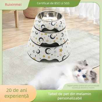 Ruixinmei Bol de pisică din melamină, imprimare de calitate alimentară