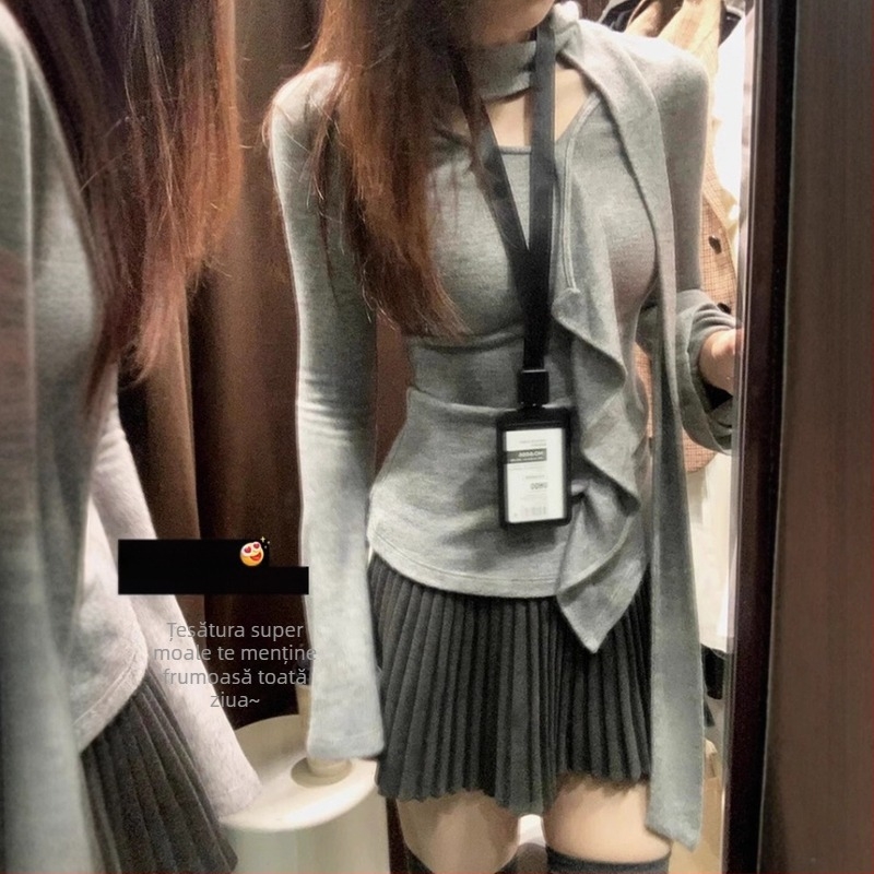 Fustă plisată scurtă, talie înaltă, croi A, țesătură din lână