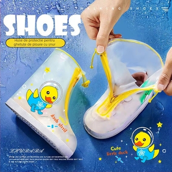 Huse pentru cizme de ploaie pentru copii, impermeabile, antiderapante, cu design înalt îngroșat, reutilizabile