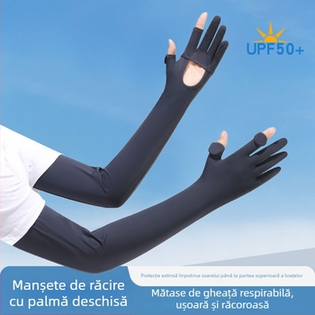 Manșete de protecție solară pentru brațe, Anti-UV, ușoare și respirabile, antiderapante, compatibile cu ecran tactil, Ice Silk/Nylon (81–95%), primăvara 2025