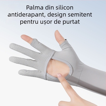Manșete de protecție solară pentru brațe, Anti-UV, ușoare și respirabile, antiderapante, compatibile cu ecran tactil, Ice Silk/Nylon (81–95%), primăvara 2025