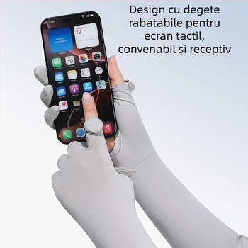 Manșete de protecție solară pentru brațe, Anti-UV, ușoare și respirabile, antiderapante, compatibile cu ecran tactil, Ice Silk/Nylon (81–95%), primăvara 2025