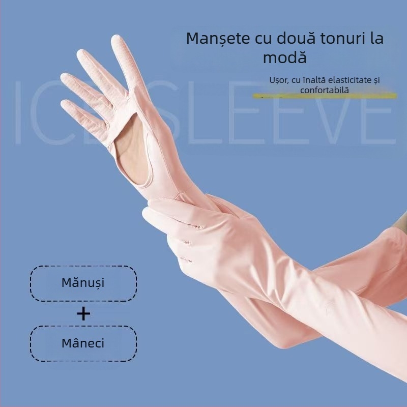 Manșete de protecție solară pentru brațe, Anti-UV, ușoare și respirabile, antiderapante, compatibile cu ecran tactil, Ice Silk/Nylon (81–95%), primăvara 2025