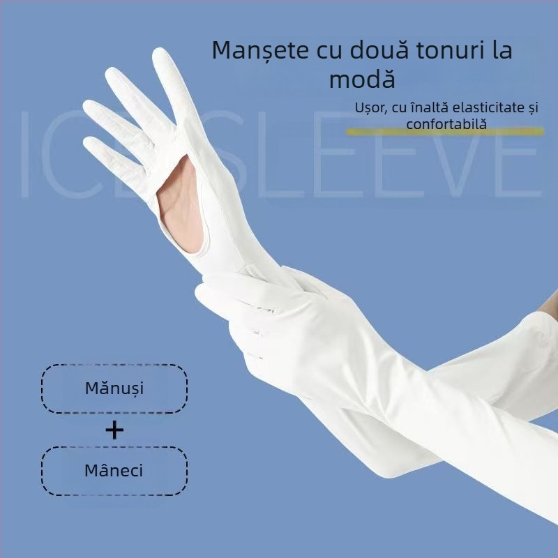 Manșete de protecție solară pentru brațe, Anti-UV, ușoare și respirabile, antiderapante, compatibile cu ecran tactil, Ice Silk/Nylon (81–95%), primăvara 2025