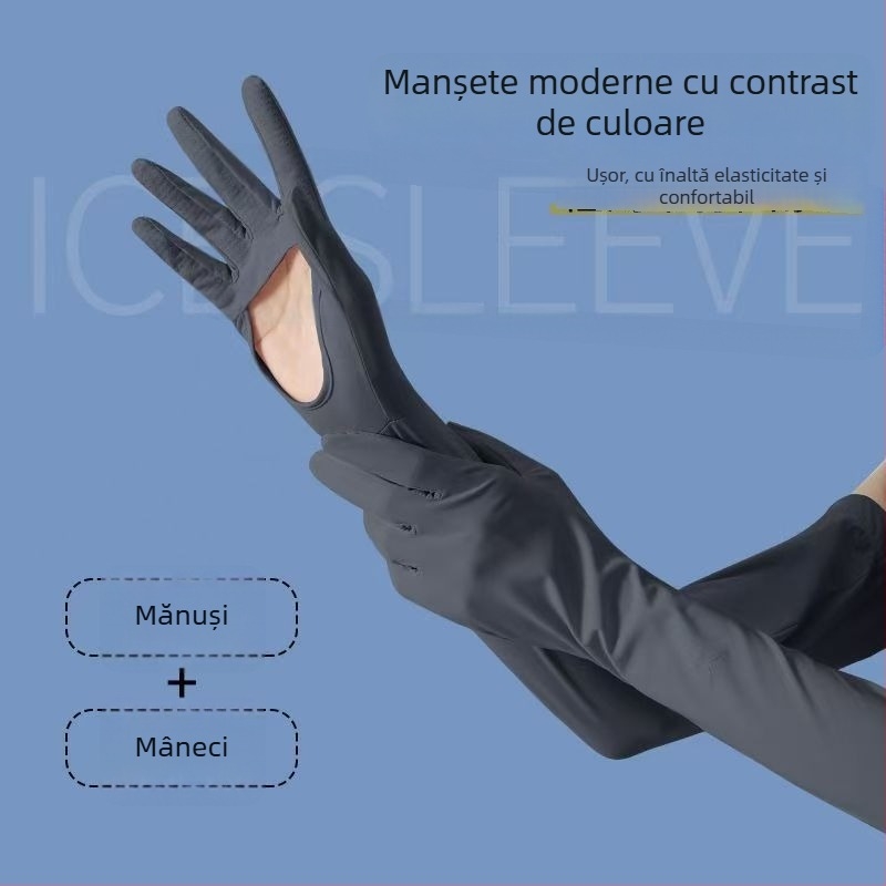 Manșete de protecție solară pentru brațe, Anti-UV, ușoare și respirabile, antiderapante, compatibile cu ecran tactil, Ice Silk/Nylon (81–95%), primăvara 2025