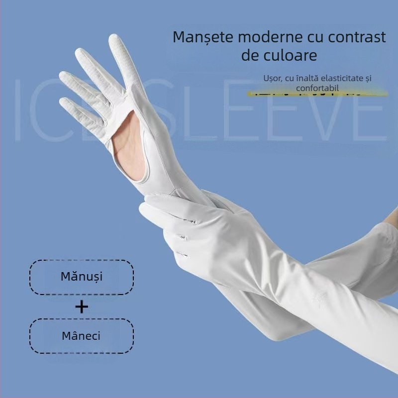 Manșete de protecție solară pentru brațe, Anti-UV, ușoare și respirabile, antiderapante, compatibile cu ecran tactil, Ice Silk/Nylon (81–95%), primăvara 2025