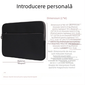 Geantă pentru laptop din neopren, închidere cu fermoar, căptușeală, buzunar pentru calculator, impermeabilă
