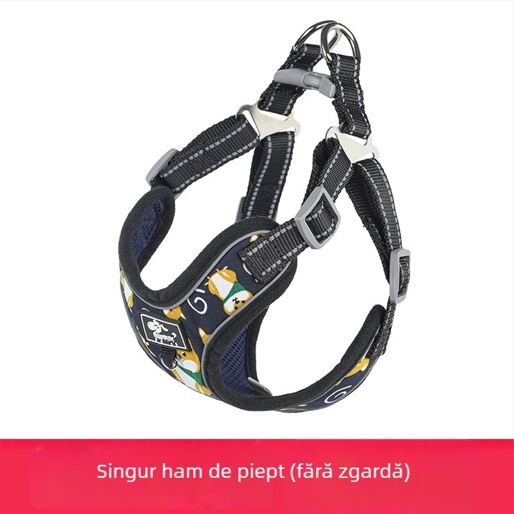 Ham de piept pentru câini, reglabil, stil frânghie, poliester (Material: Poliester; Categorie: ham piept; Extensibil: Da)