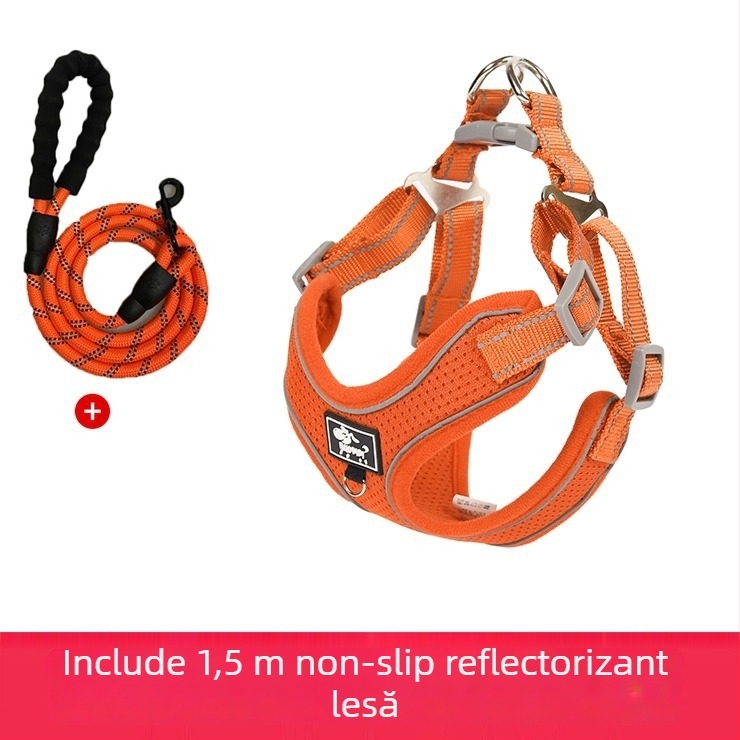 Ham de piept pentru câini, reglabil, stil frânghie, poliester (Material: Poliester; Categorie: ham piept; Extensibil: Da)