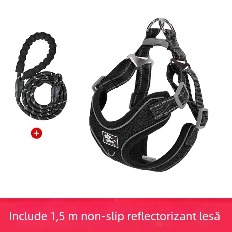 Ham de piept pentru câini, reglabil, stil frânghie, poliester (Material: Poliester; Categorie: ham piept; Extensibil: Da)