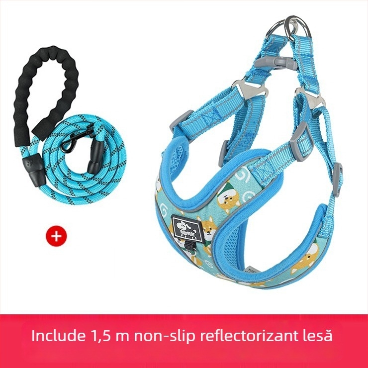 Ham de piept pentru câini, reglabil, stil frânghie, poliester (Material: Poliester; Categorie: ham piept; Extensibil: Da)