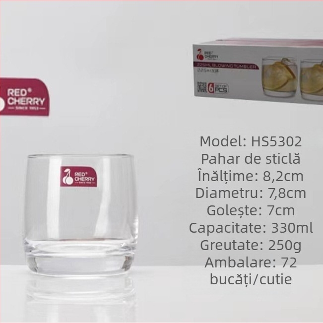 Ceasă de gură din sticlă pentru uz casnic, stil modern minimalist, formă rotundă, capac de băut direct, construcție dintr-un singur strat