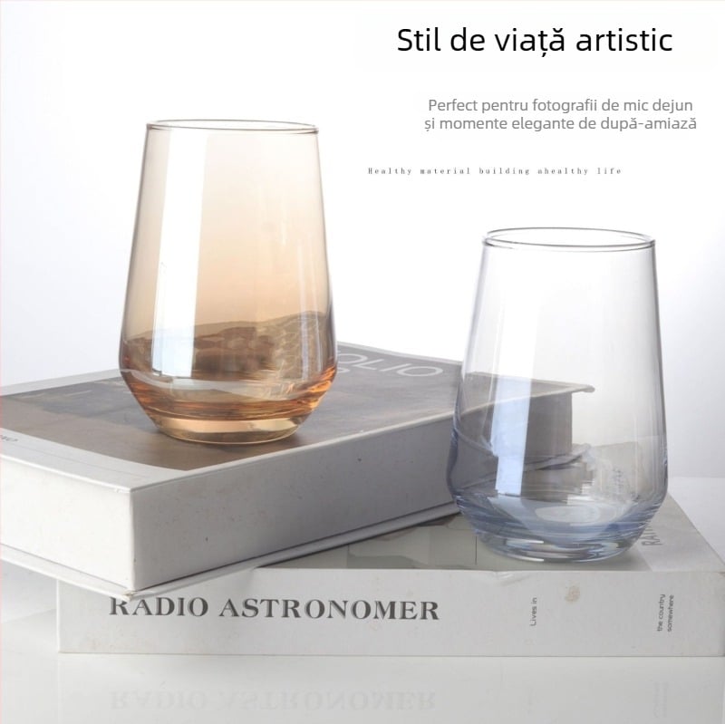 Ceasă de gură din sticlă pentru uz casnic, stil modern minimalist, formă rotundă, capac de băut direct, construcție dintr-un singur strat