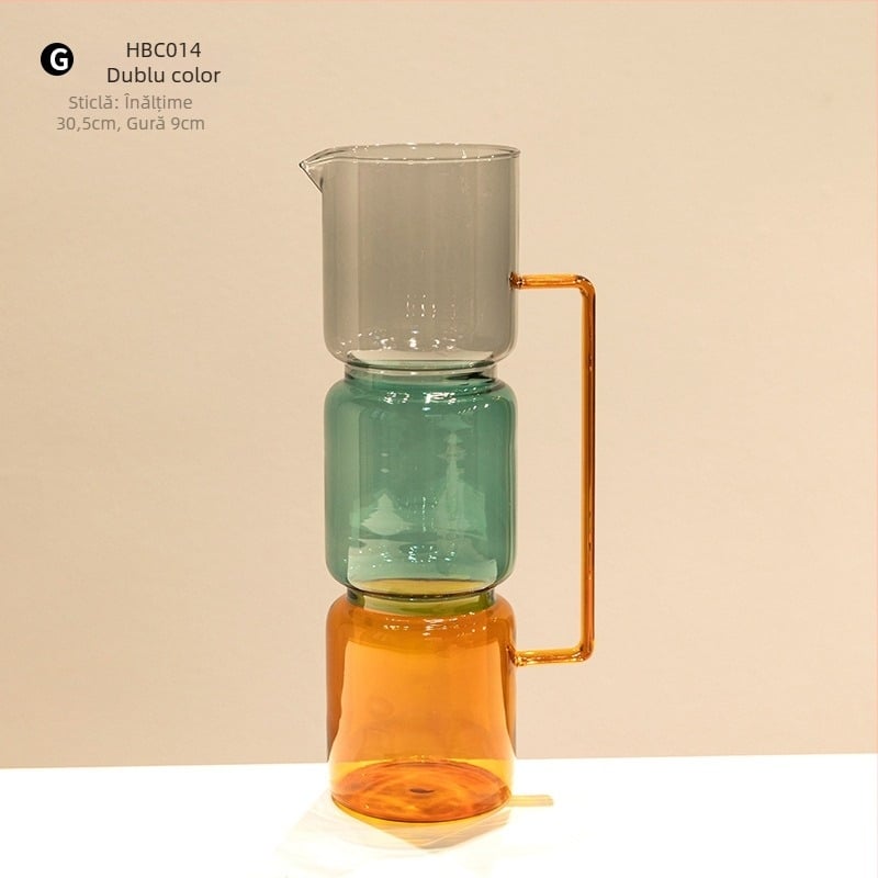 Vază din sticlă cu două straturi, design geometric, decor transparent pentru birou, semi-artizanal, stil modern de artă