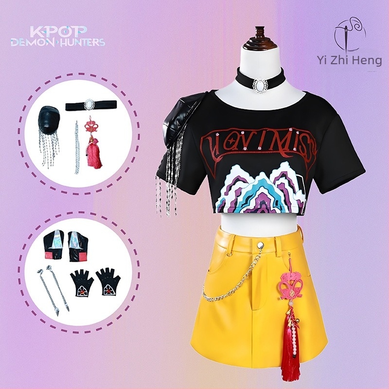 Costum cosplay inspirat de grupul K-Pop Hunter Girl Group; poliester; PU; fibre de celuloză regenerată 30–50%; Primăvara 2025