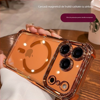 Carcasă protectivă din silicon pentru iPhone 16 Pro Max – stil minimalist, anti-alunecare, anti-cadere, puternică atracție magnetică, finisaj electroplatinat