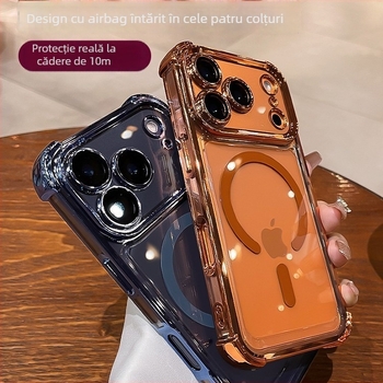 Carcasă protectivă din silicon pentru iPhone 16 Pro Max – stil minimalist, anti-alunecare, anti-cadere, puternică atracție magnetică, finisaj electroplatinat