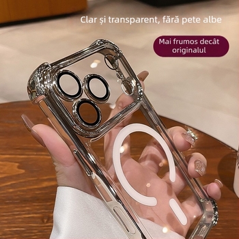 Carcasă protectivă din silicon pentru iPhone 16 Pro Max – stil minimalist, anti-alunecare, anti-cadere, puternică atracție magnetică, finisaj electroplatinat