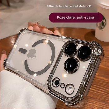 Carcasă protectivă din silicon pentru iPhone 16 Pro Max – stil minimalist, anti-alunecare, anti-cadere, puternică atracție magnetică, finisaj electroplatinat