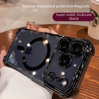 Carcasă protectivă din silicon pentru iPhone 16 Pro Max – stil minimalist, anti-alunecare, anti-cadere, puternică atracție magnetică, finisaj electroplatinat