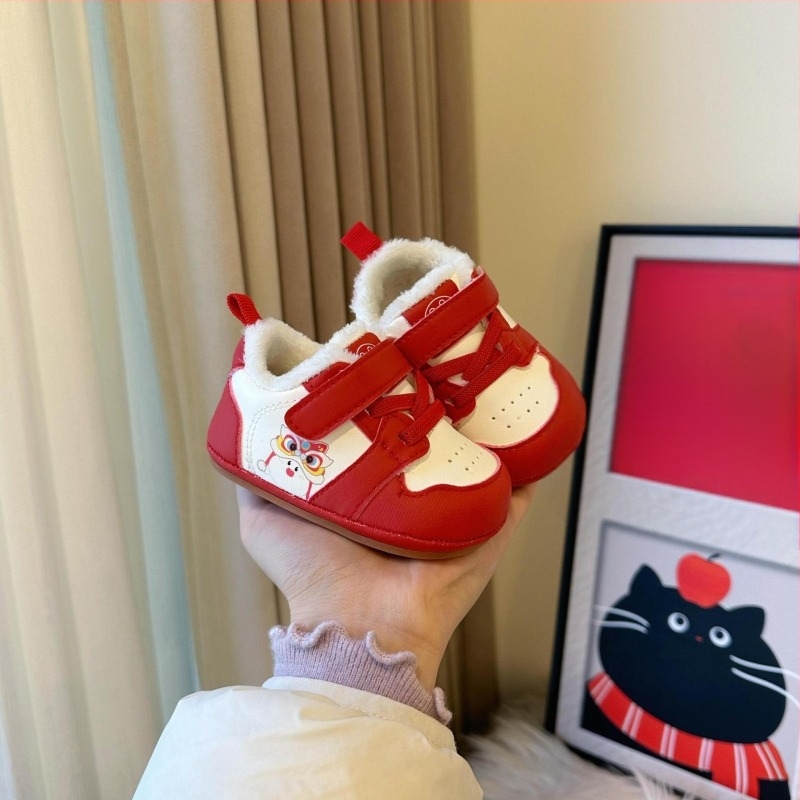 Pantofi din bumbac unisex pentru 6–36 de luni, partea superioară din piele sintetică, model cartoon, închidere Velcro