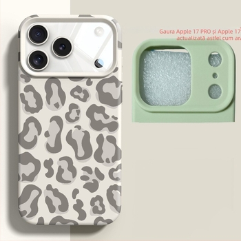 Husă pentru iPhone cu imprimeu leopard, silicon, finisaj mat, antișoc, personalizabil