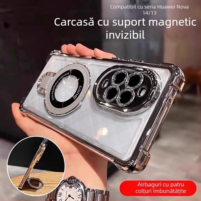 Husă Huawei Nova 15 cu protecție anti-cădere și suport, realizată prin injecție, cu film pentru obiectiv