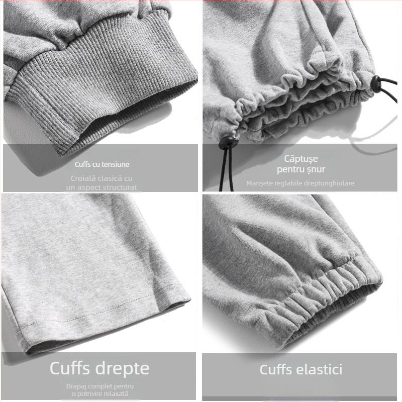 Pantaloni sport pentru bărbați, croială lejeră, drepti, talie medie; microelasticitate, material poliester 96–100%