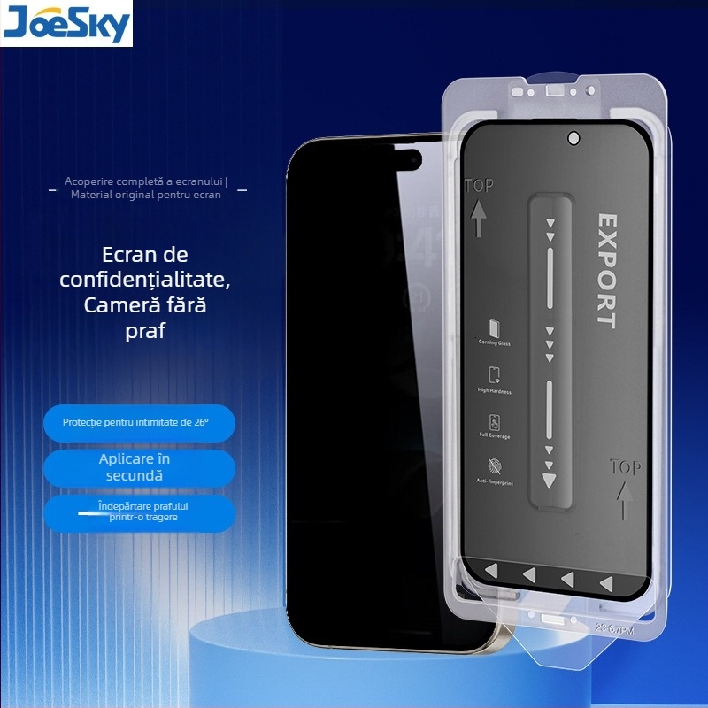 Protecție ecran din sticlă securizată pentru iPhone – Anti-Peep, Full Screen HD, 0,33 mm, Film frontal, Protecție împotriva prafului