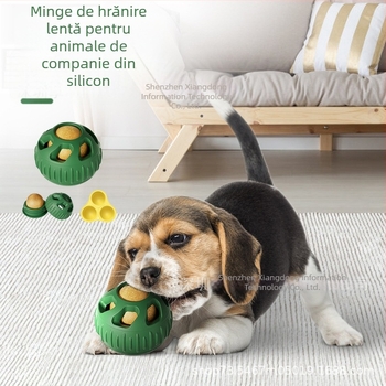 Jucărie din silicon pentru hrănire și mestecat pentru câine, cu minge de hrănire cu scurgeri de mâncare, marca Enjoy the movement