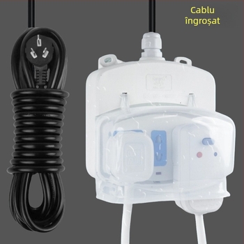 Prelungitor exterior pentru baie, rezistent la ploaie, cu capac impermeabil și priză pentru boiler și capacul inteligent al toaletei (Brand: Resistant to cattle; Conversie: Da)