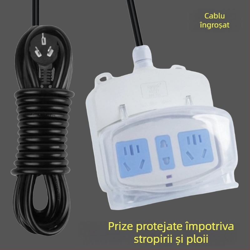 Prelungitor exterior pentru baie, rezistent la ploaie, cu capac impermeabil și priză pentru boiler și capacul inteligent al toaletei (Brand: Resistant to cattle; Conversie: Da)
