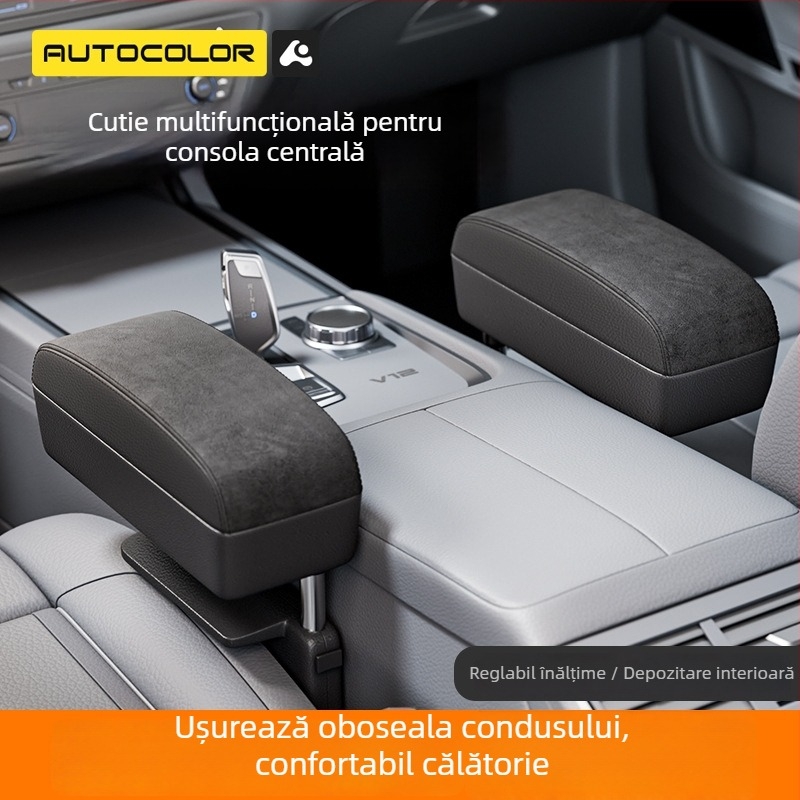 Cutie de depozitare pentru spațiul dintre scaunele din față, din piele – universală, panou 20.5×15×2.8 cm