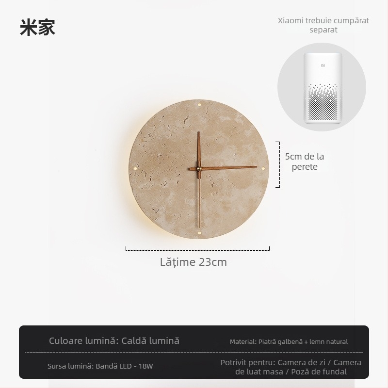 Lampă de perete cu abajur și corp din marmură, sursă LED, stil modern minimalist, compatibilă cu Mijia Smart și TmallGenie