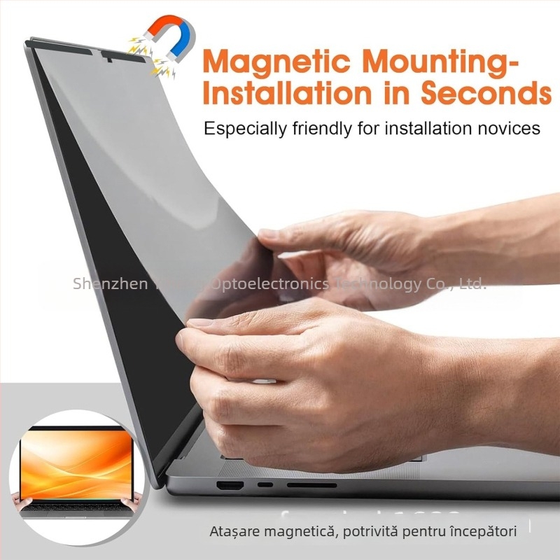 Film magnetic de confidențialitate pentru laptop, detașabil, fără adeziv; 13,3/14/15,6/16 inch; anti-reflexie