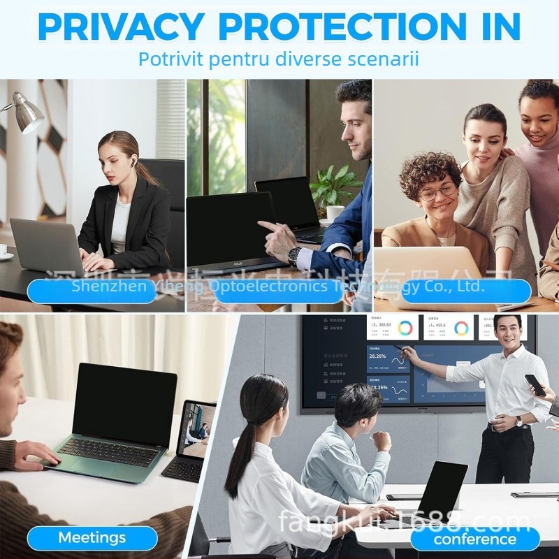 Film magnetic de confidențialitate pentru laptop, detașabil, fără adeziv; 13,3/14/15,6/16 inch; anti-reflexie