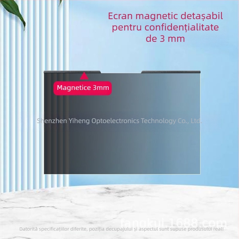 Film magnetic de confidențialitate pentru laptop, detașabil, fără adeziv; 13,3/14/15,6/16 inch; anti-reflexie