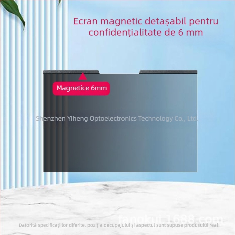 Film magnetic de confidențialitate pentru laptop, detașabil, fără adeziv; 13,3/14/15,6/16 inch; anti-reflexie