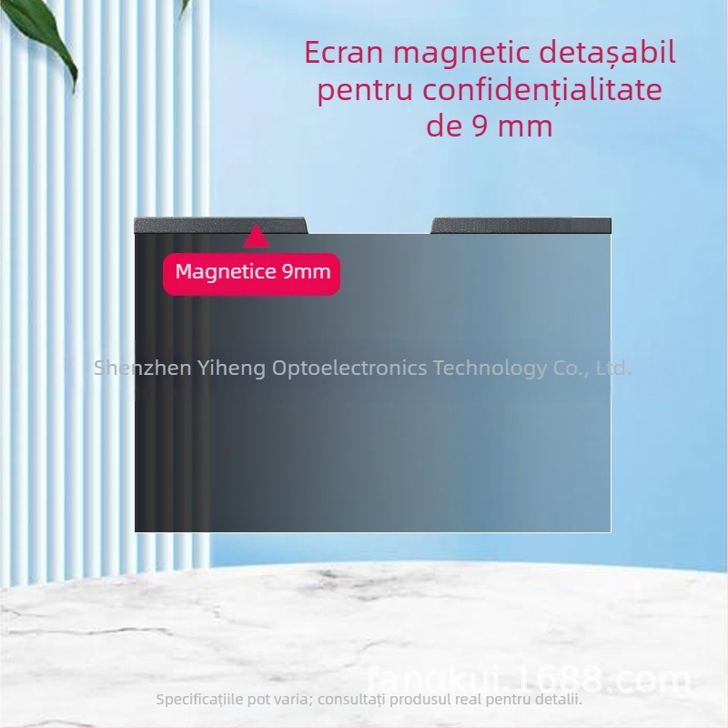 Film magnetic de confidențialitate pentru laptop, detașabil, fără adeziv; 13,3/14/15,6/16 inch; anti-reflexie