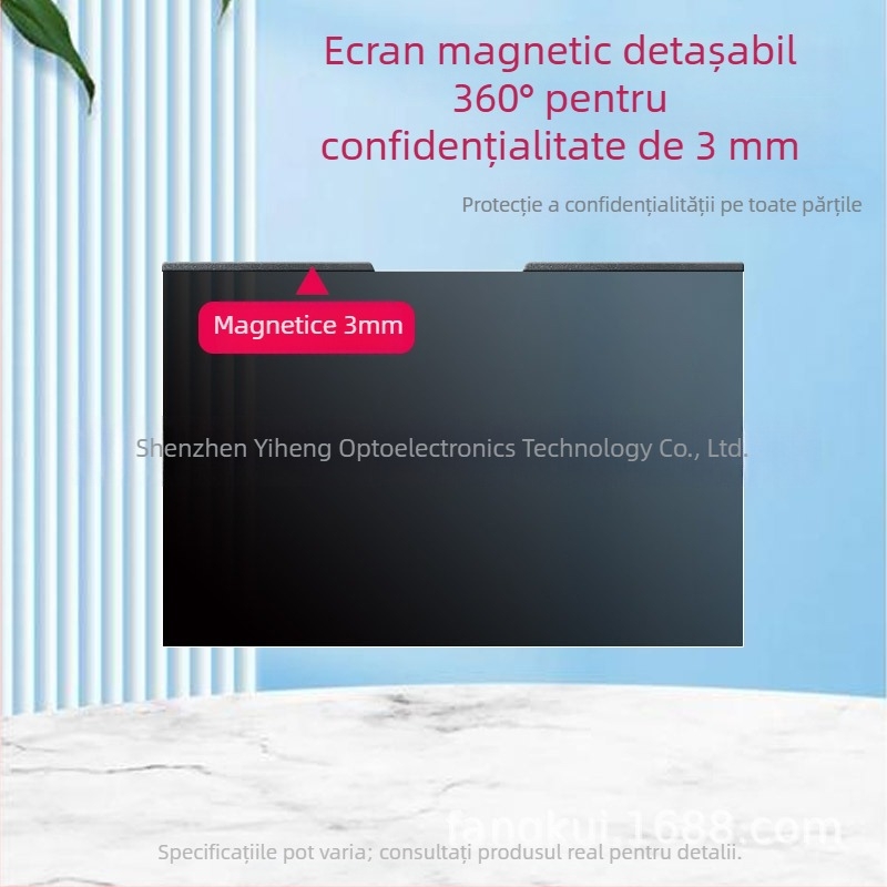 Film magnetic de confidențialitate pentru laptop, detașabil, fără adeziv; 13,3/14/15,6/16 inch; anti-reflexie